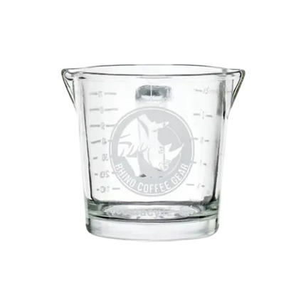 Danes Specialty Coffee double spout 70ml shot glass, coffee accessory with two pouring spouts, clear glass for precise pouring.