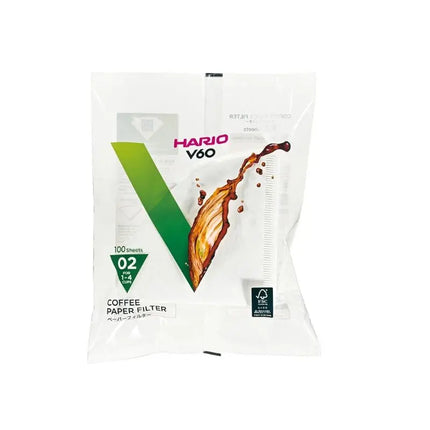 Hario V60 Paper Filters 02 for brewing, 100-pack, Danes Specialty Coffee, white cone-shaped filters for pour-over coffee brewing