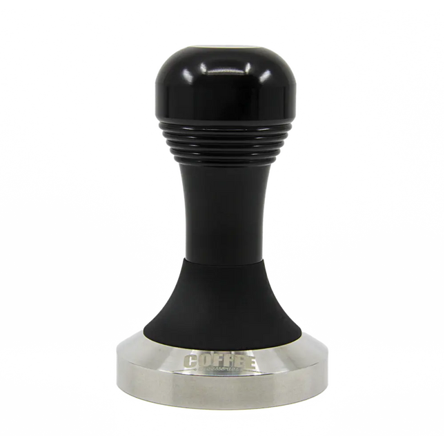 Danes Specialty Coffee 58mm tamper for brewing equipment, with black handle and stainless steel base for espresso coffee preparation.
