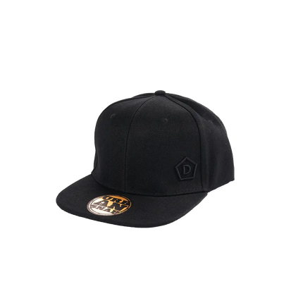 Danes Snapback Cap from Danes Specialty Coffee, black merchandise hat with structured crown and adjustable snapback closure.